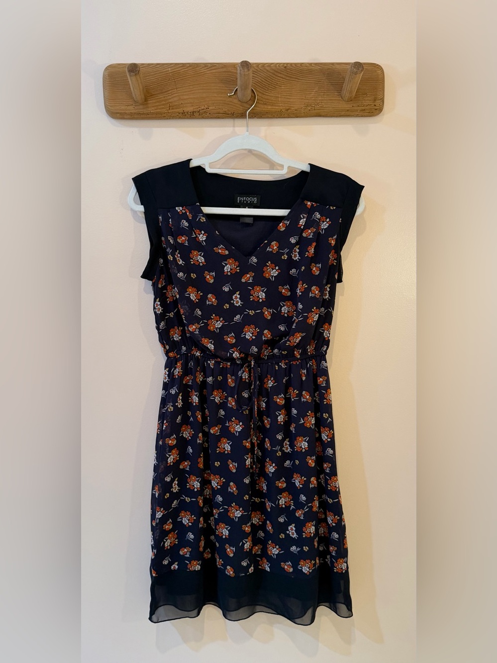 Enfocus Studio Navy Floral Dress with Orange and White Flowers - Sold As-Is - 6